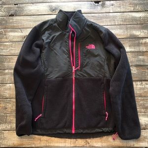North Face Black and Pink Fleece Jacket